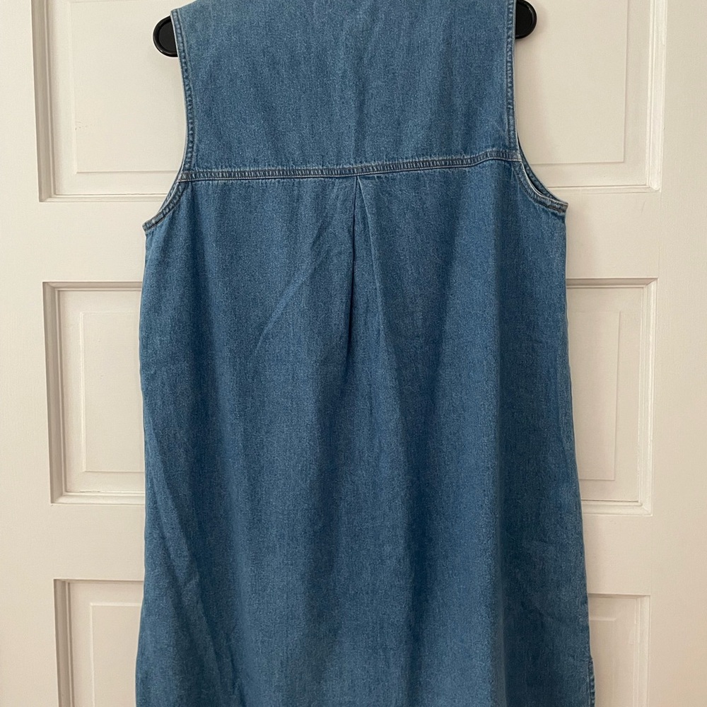 Blue J. Sleeveless Denim Shirt Dress with Navy and White Collar - Size Large - Picture 3 of 3